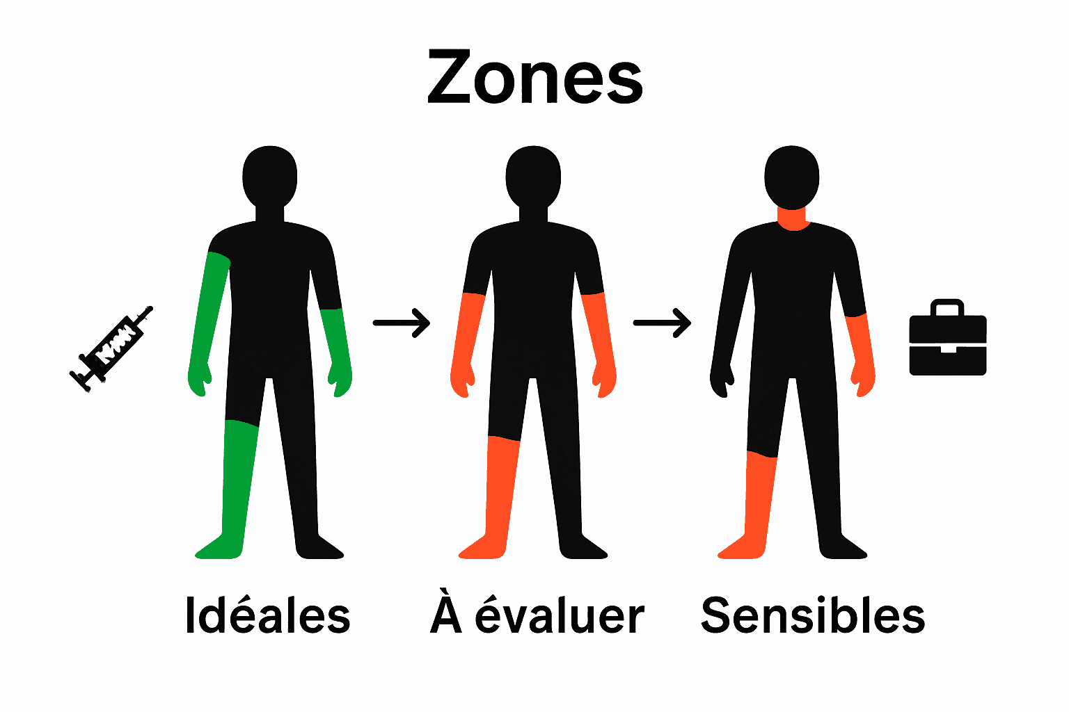 Infographie zones du corps pour emplacement tatouage