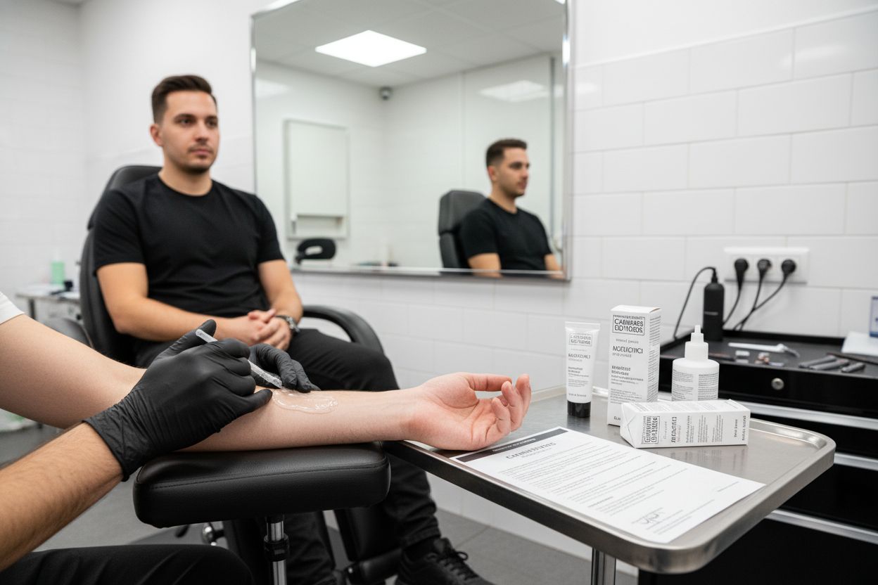 aplikácia anestetika tetovanie