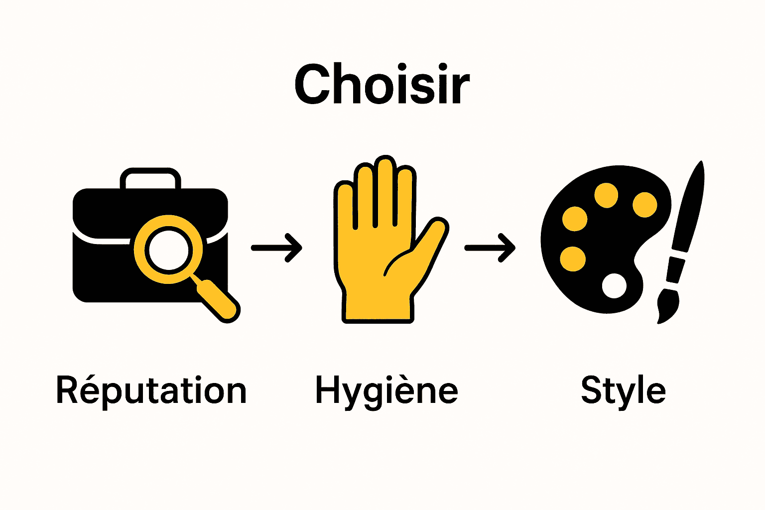 Infographie des étapes clés pour choisir un salon de tatouage