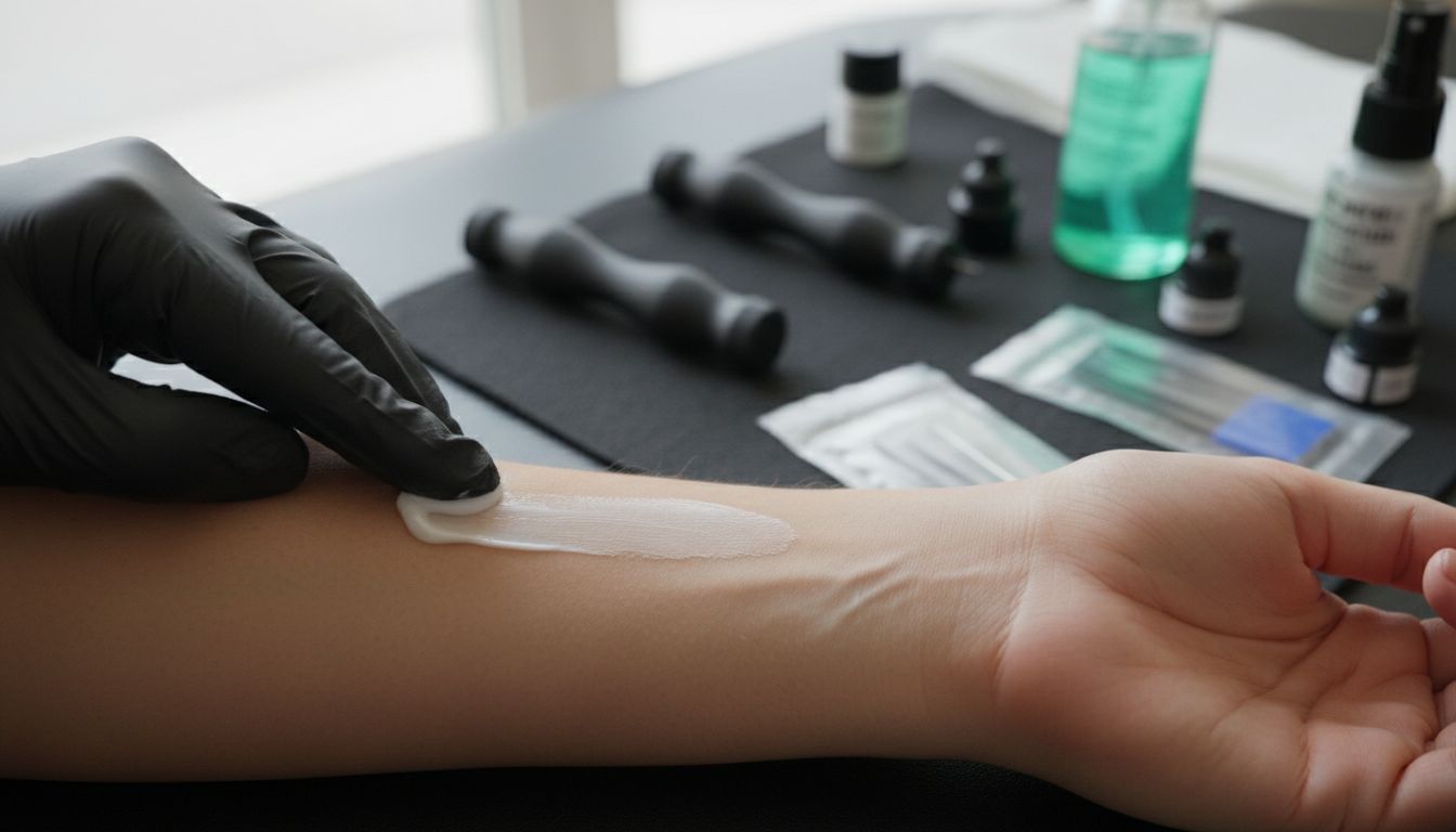 applying tattoo numbing cream