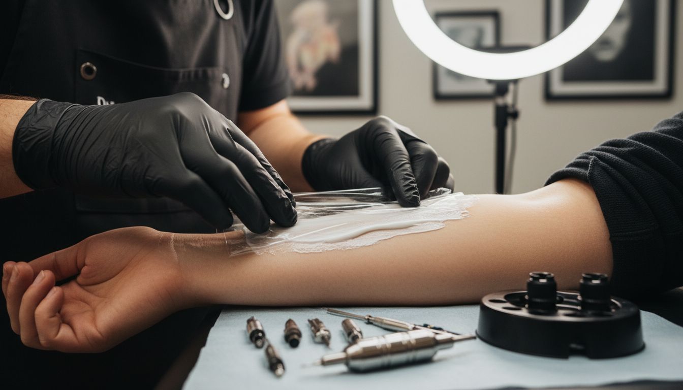 applicazione crema tatuaggio