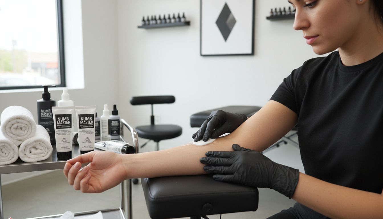 applying anesthetic cream tattoo