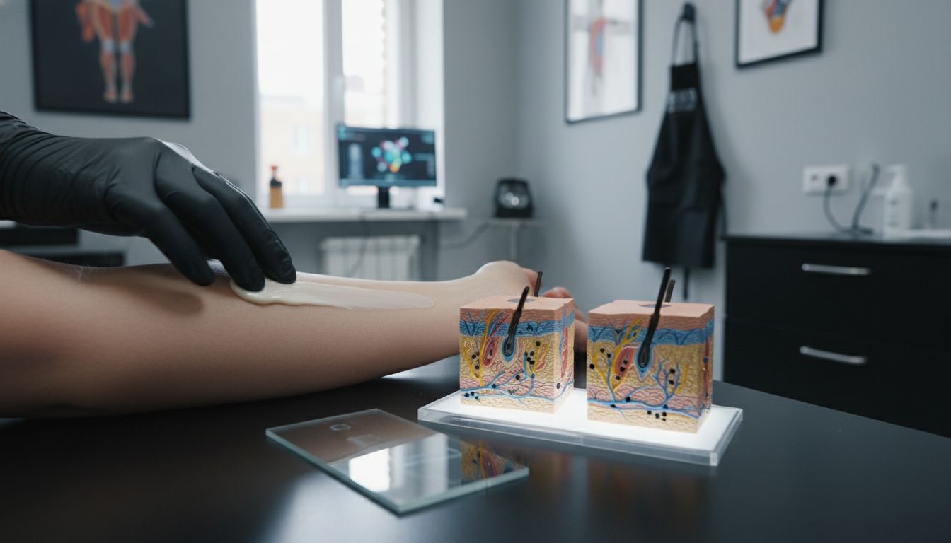 εφαρμογή αναισθητικής κρέμας δέρμα