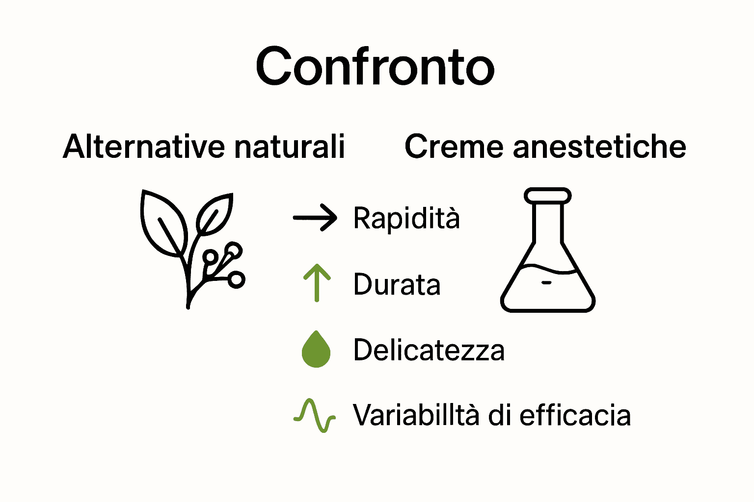 Tabella comparativa tra anestetici naturali e professionali per tatuaggi