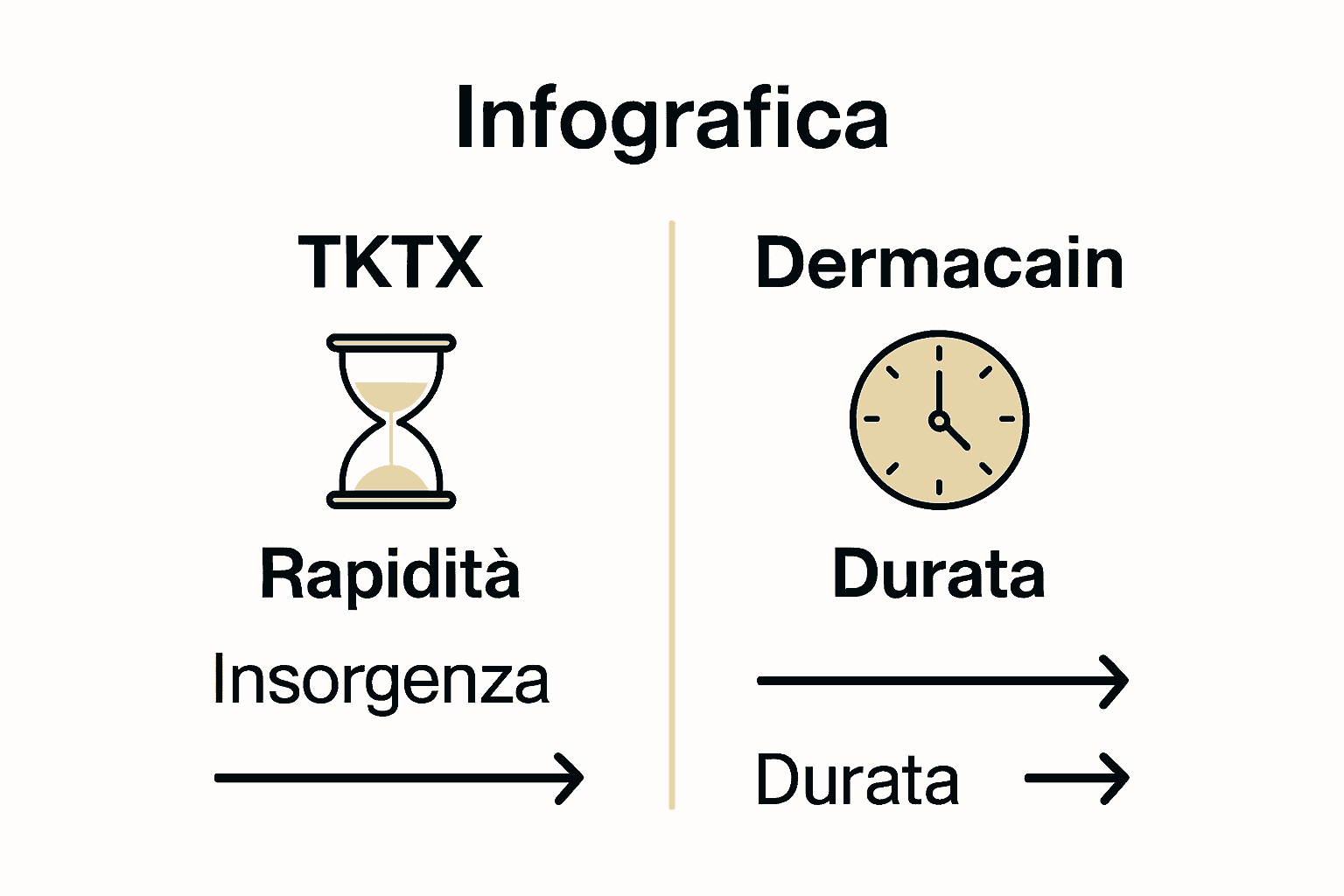 Infografica confronto rapido tra TKTX e Dermacain
