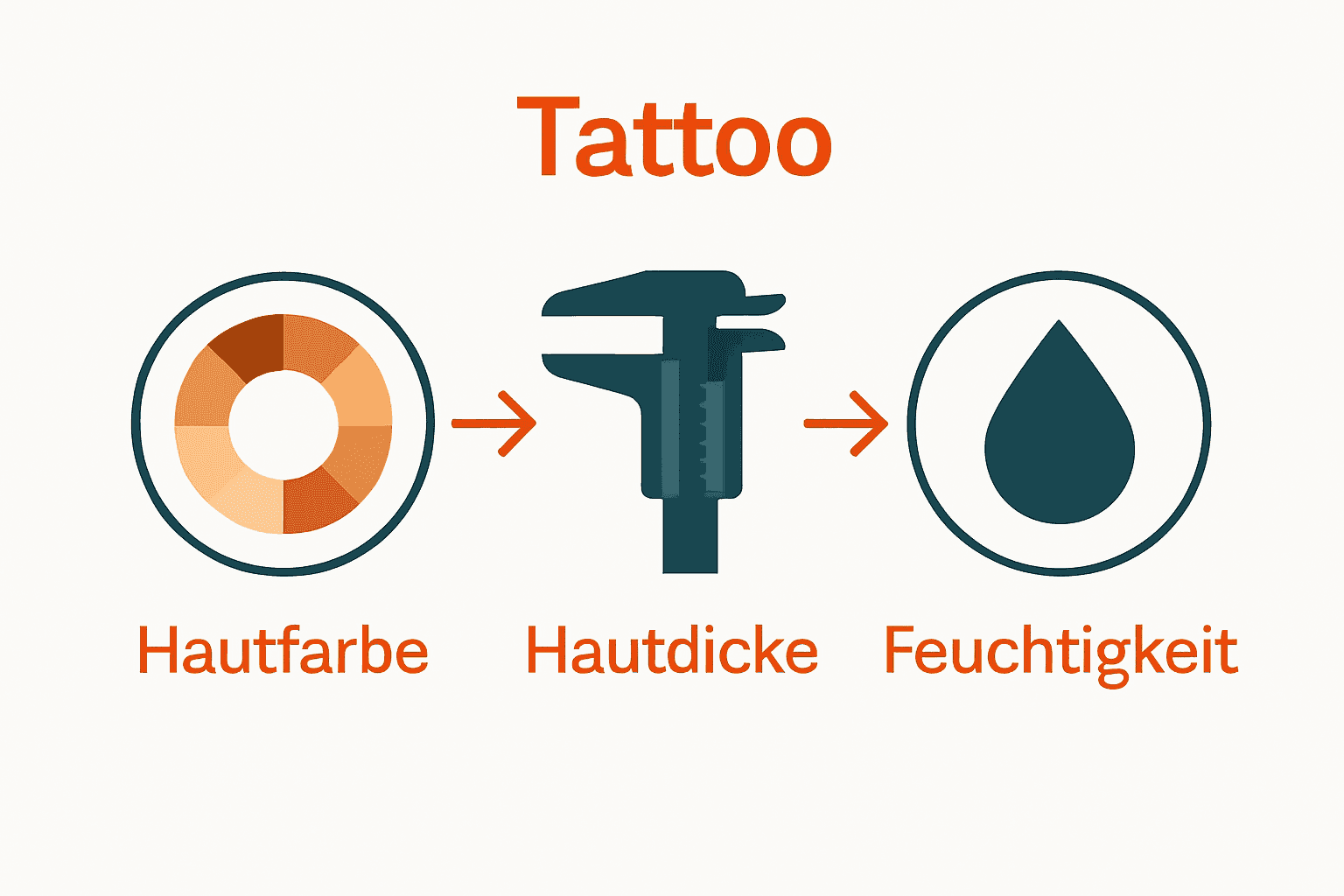 Vergleich der Schlüsselfaktoren von Hauttypen für Tattoos