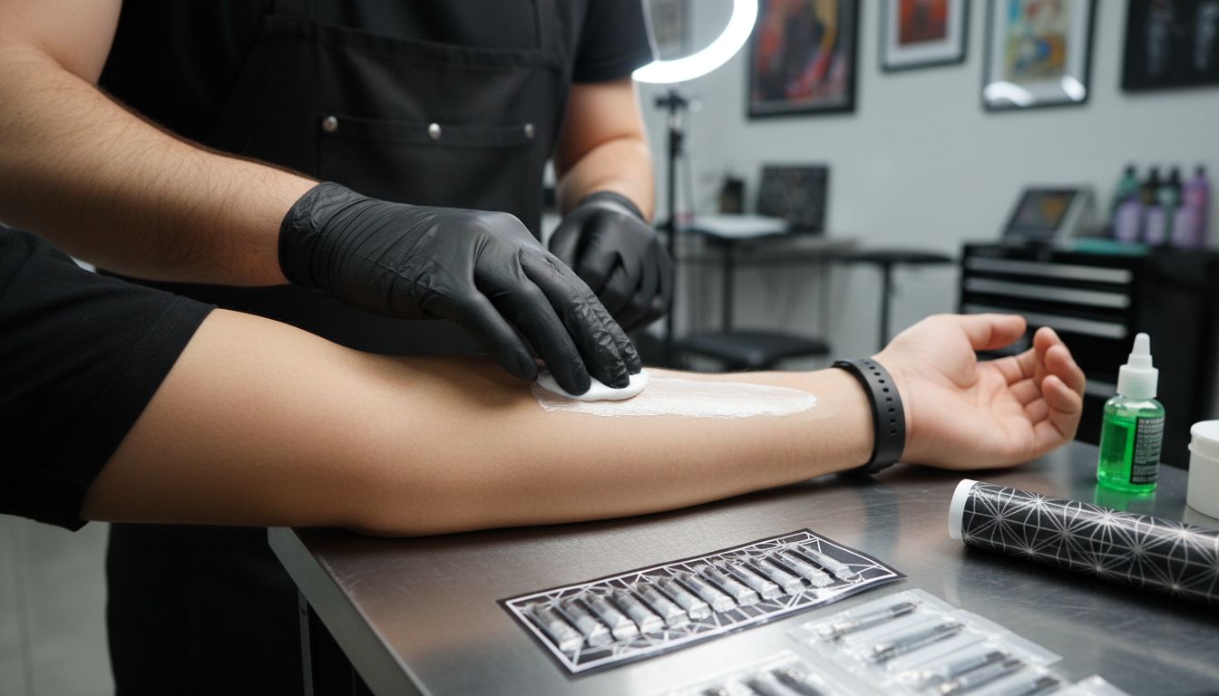 applying tattoo anesthetic cream