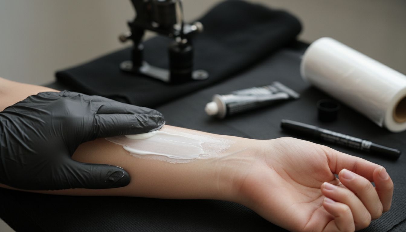 Even layer of anesthetic cream on skin