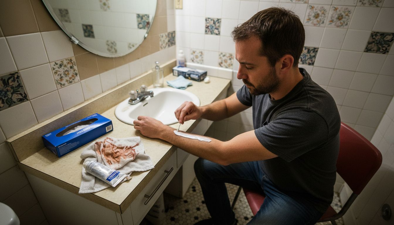 Applying numbing cream before tattoo