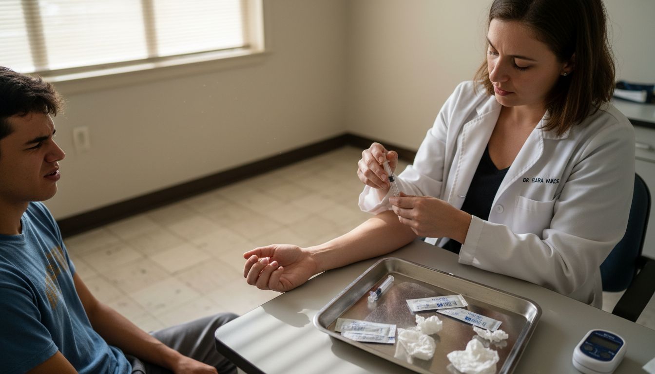 Doctor giving local anesthetic for tattoo procedure