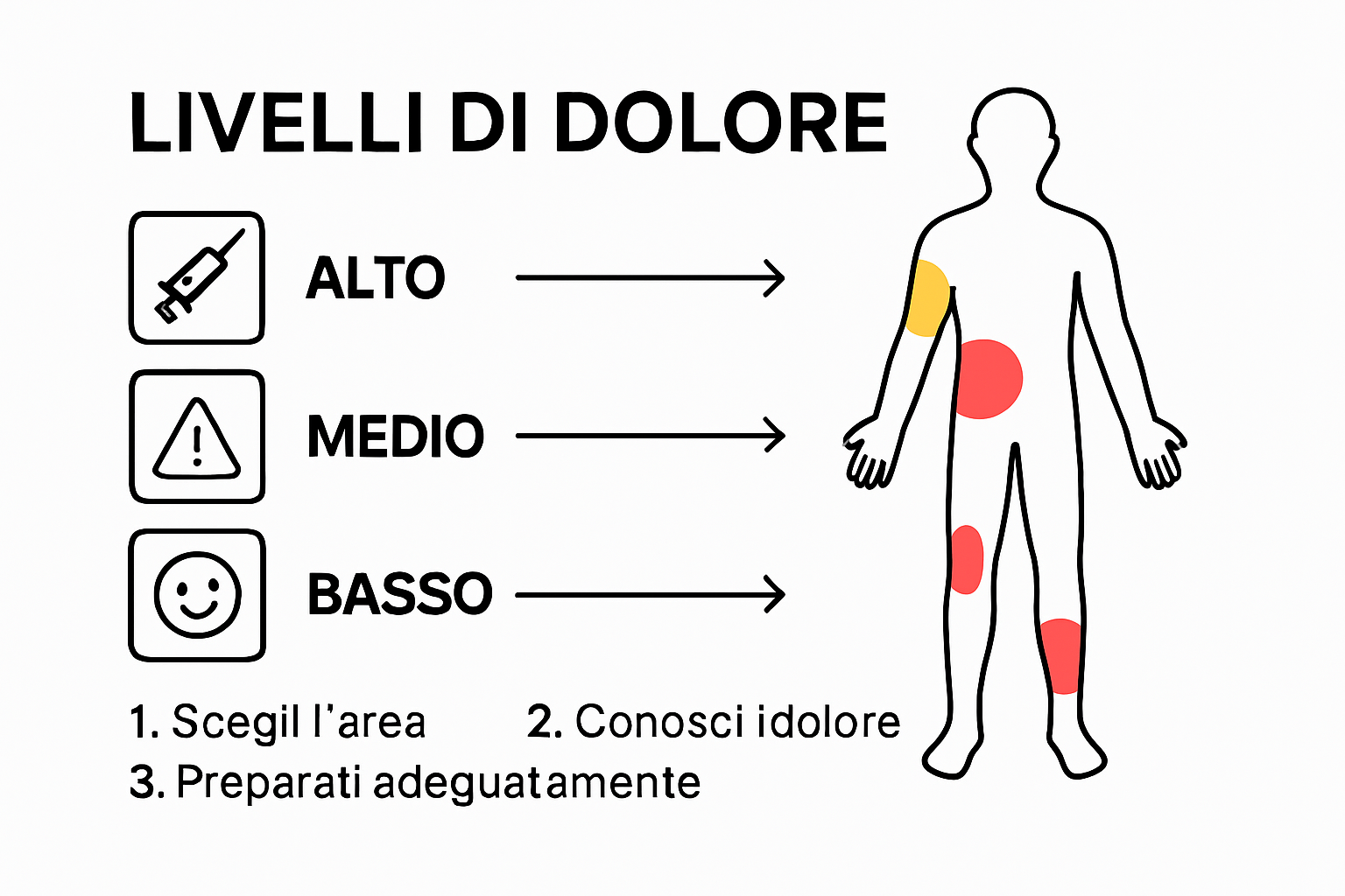 Body outline showing tattoo pain zones