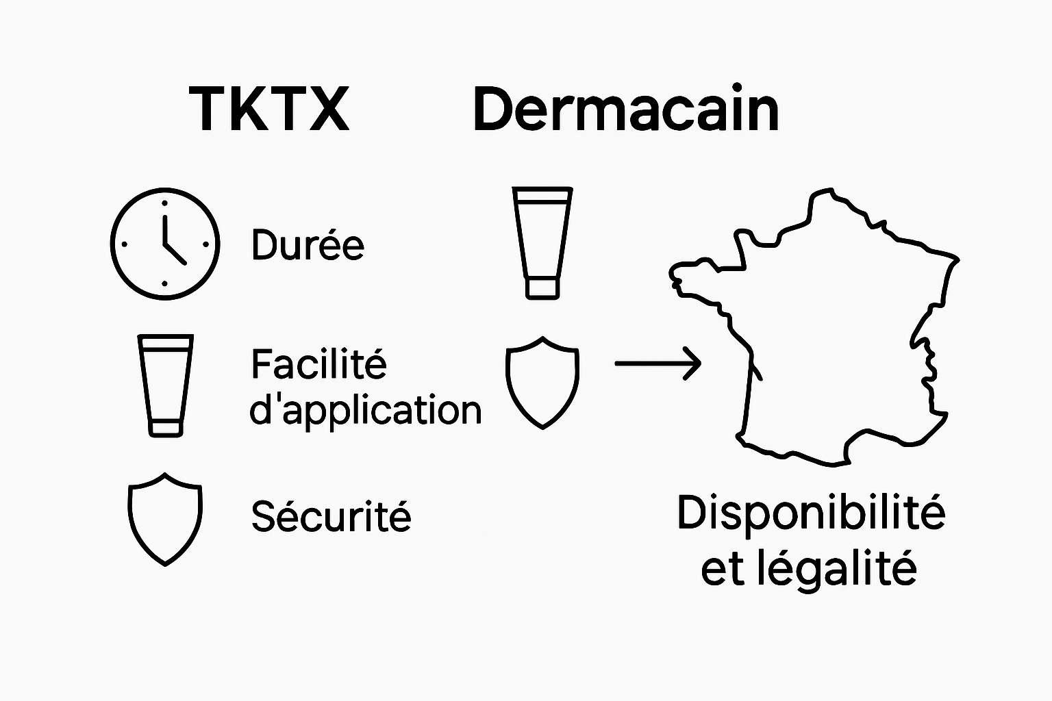 Infographic comparing TKTX and Dermacain for tattoos