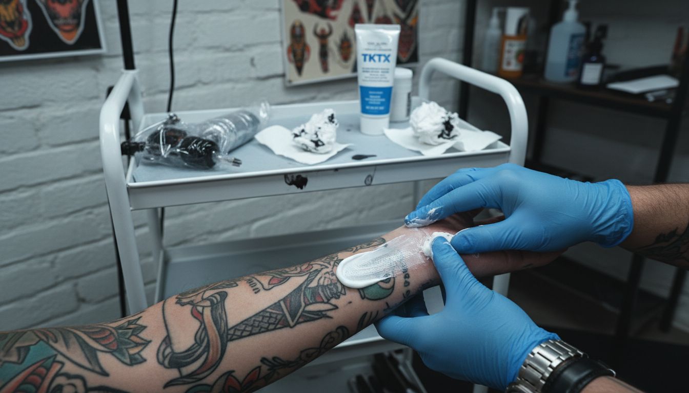 Anesthetic cream used before tattoo session
