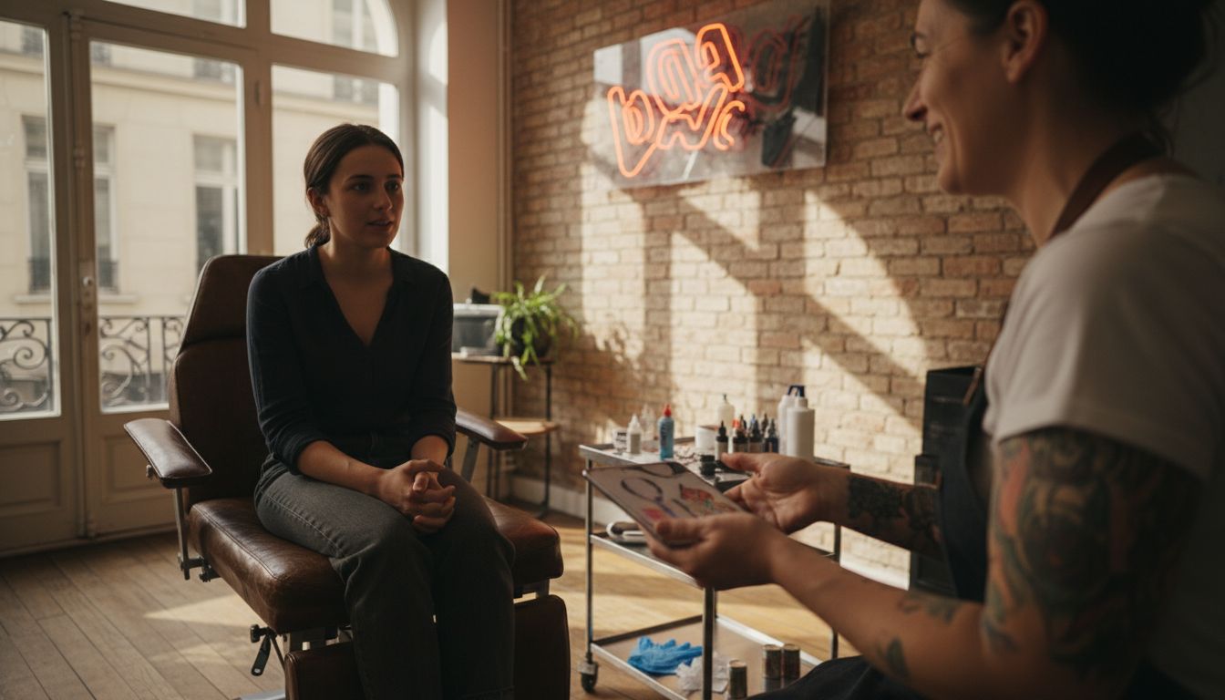 Tattoo artist calming anxious client