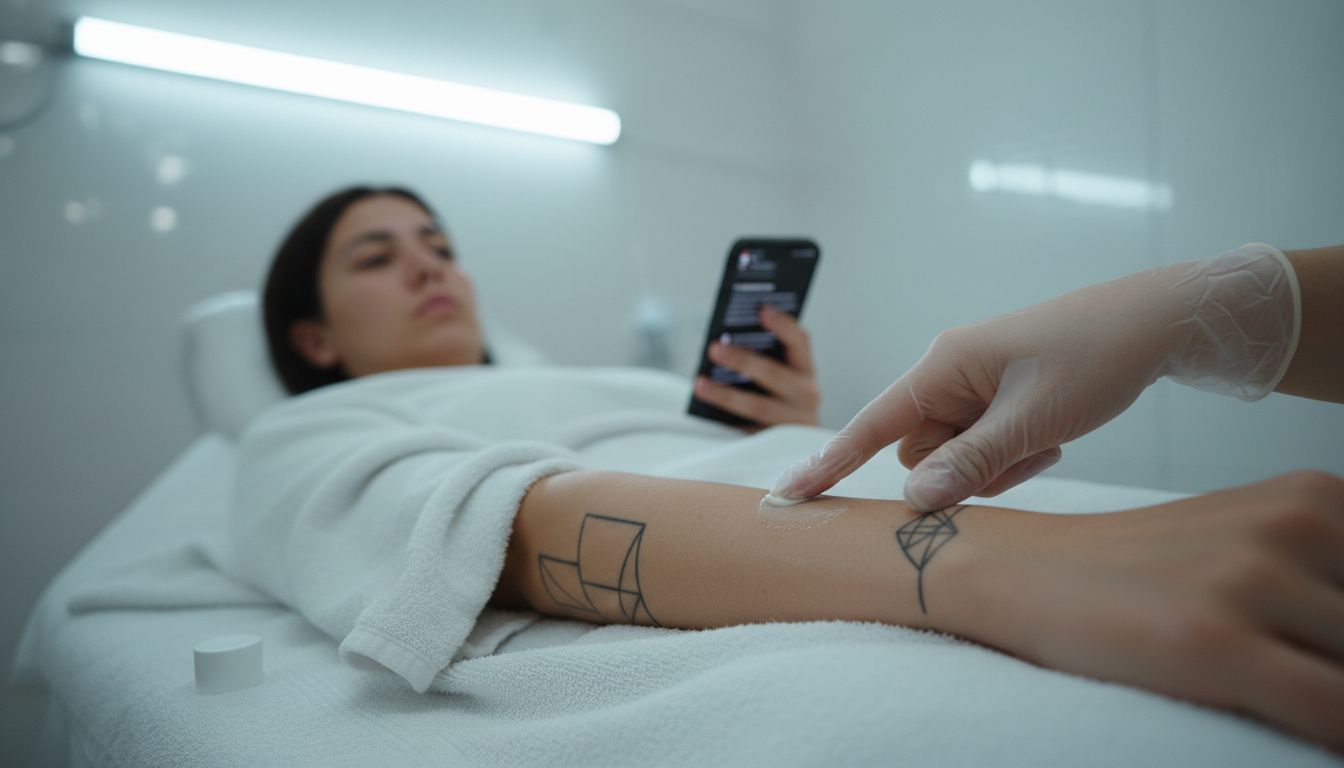 Dettaglio della crema che si assorbe delicatamente sulla pelle dell’avambraccio