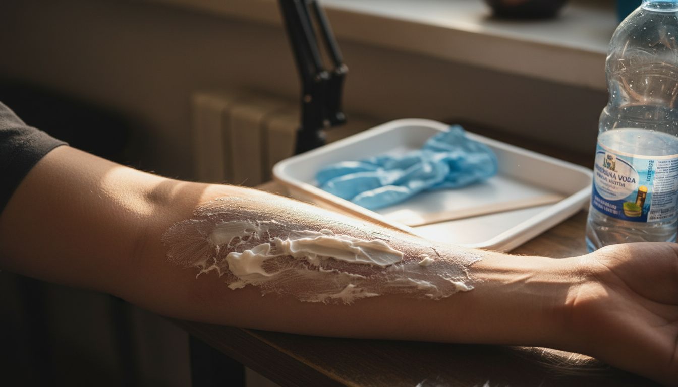 Pokožka predlaktia po nanesení anestetického krému