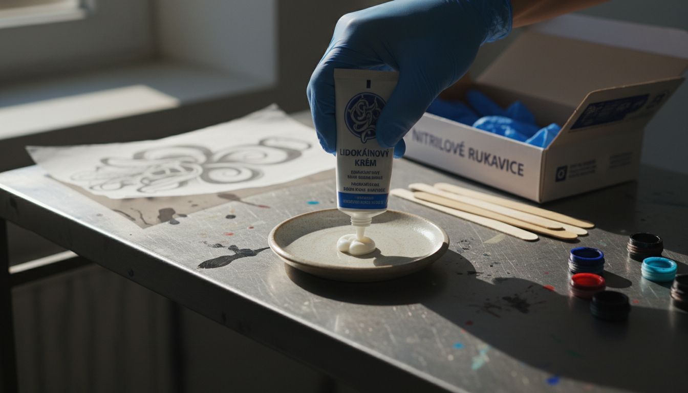 Použitie lidokaínového krému priamo na pracovisku pri tetovaní