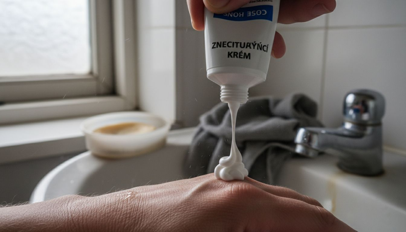 Účinné látky znecitlivujúceho krému sa nanášajú priamo na pokožku.