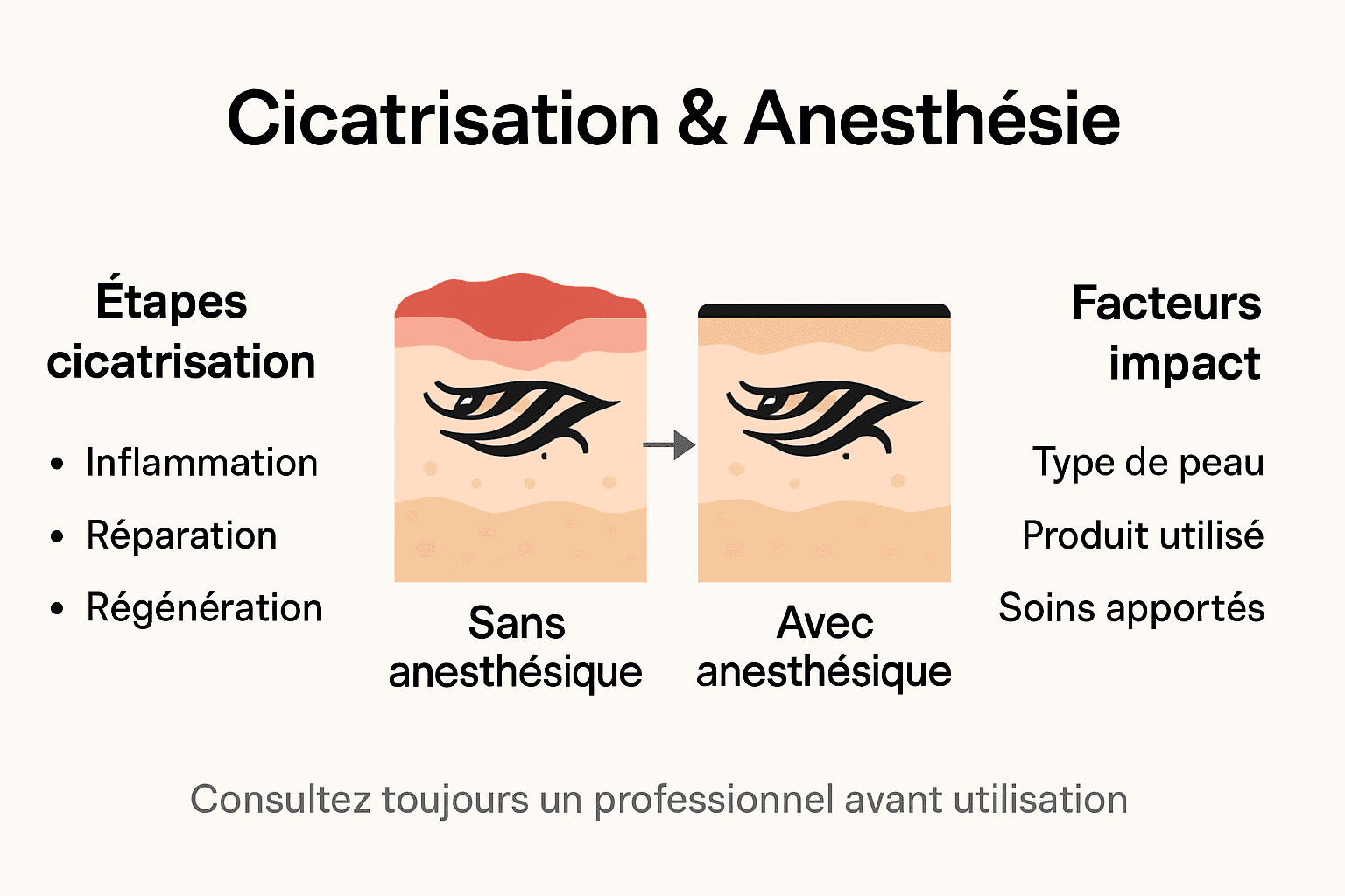 Tout savoir sur la cicatrisation d’un tatouage et l’utilisation des anesthésiants : infographie pratique