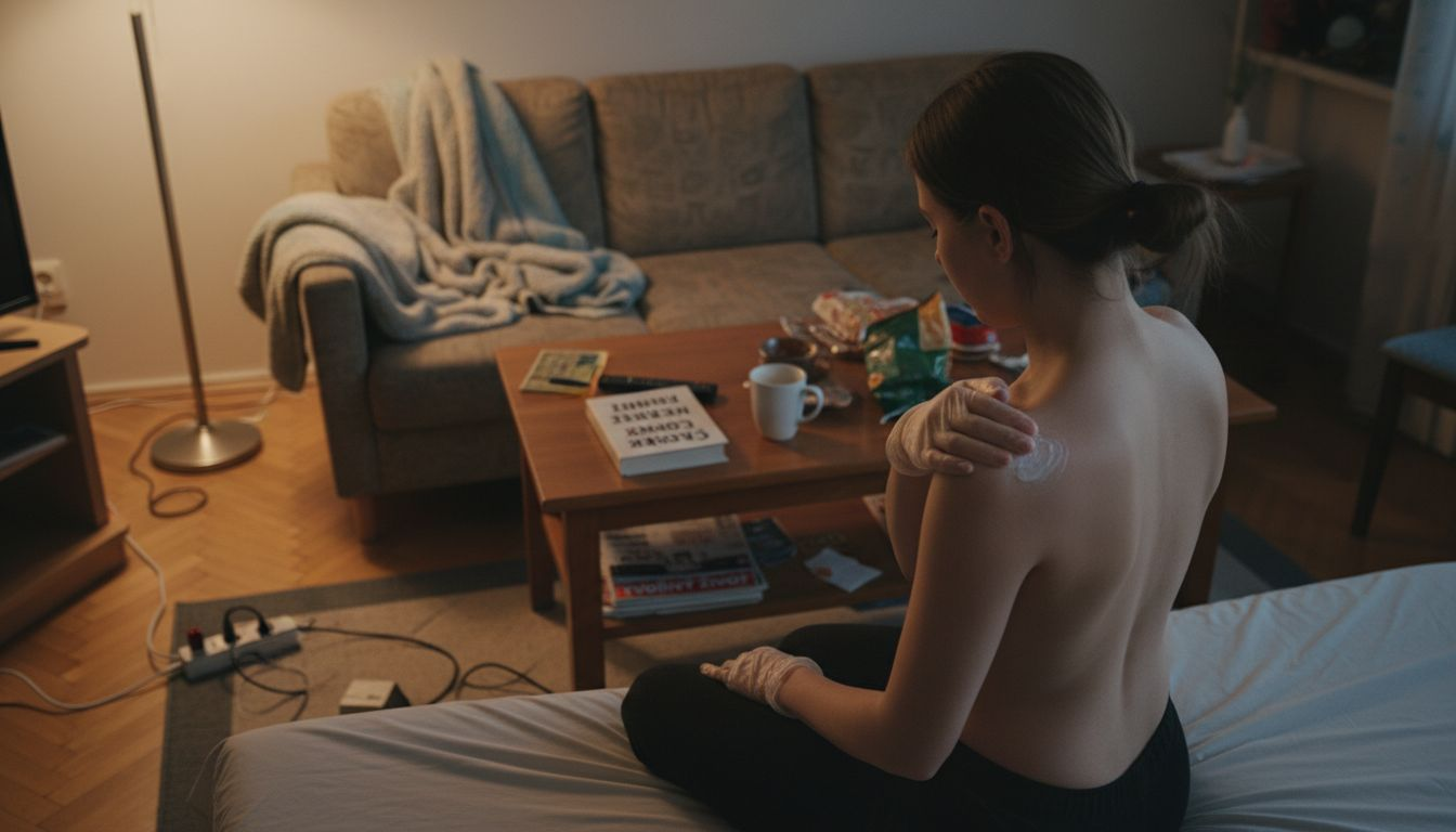 Žena si doma nanáší anestetický krém