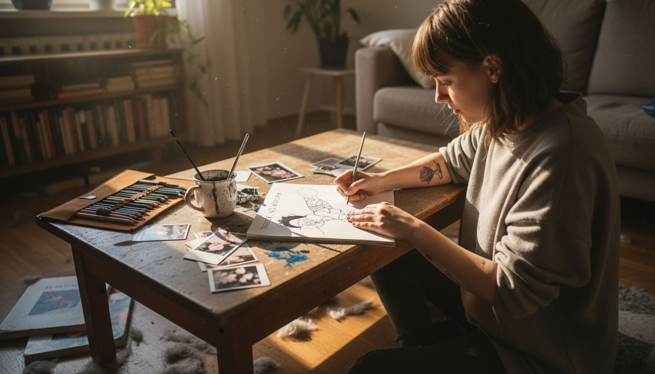 Tetoválásötletek rajzolgatása a füzetben