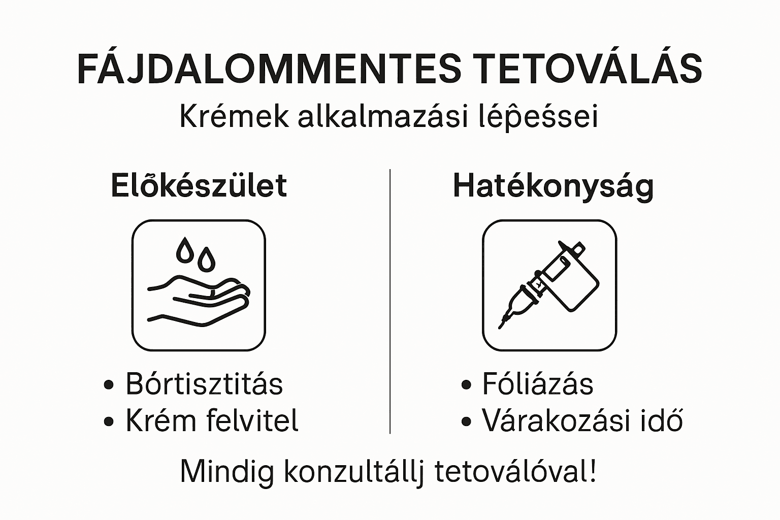 Infografika: Így használd az érzéstelenítő krémet tetoválás előtt – lépésről lépésre