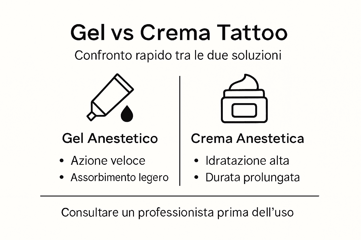 Infografica: differenze tra gel e crema anestetica