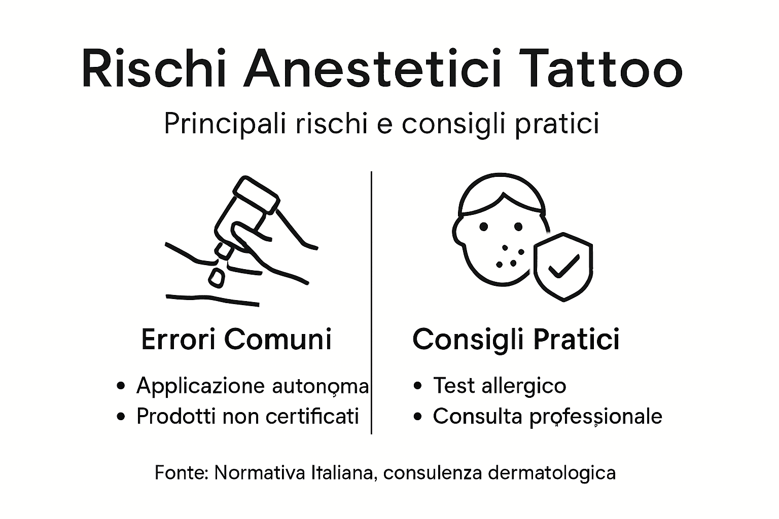 Infografica: tutto quello che devi sapere su rischi e consigli per l’anestesia nei tatuaggi