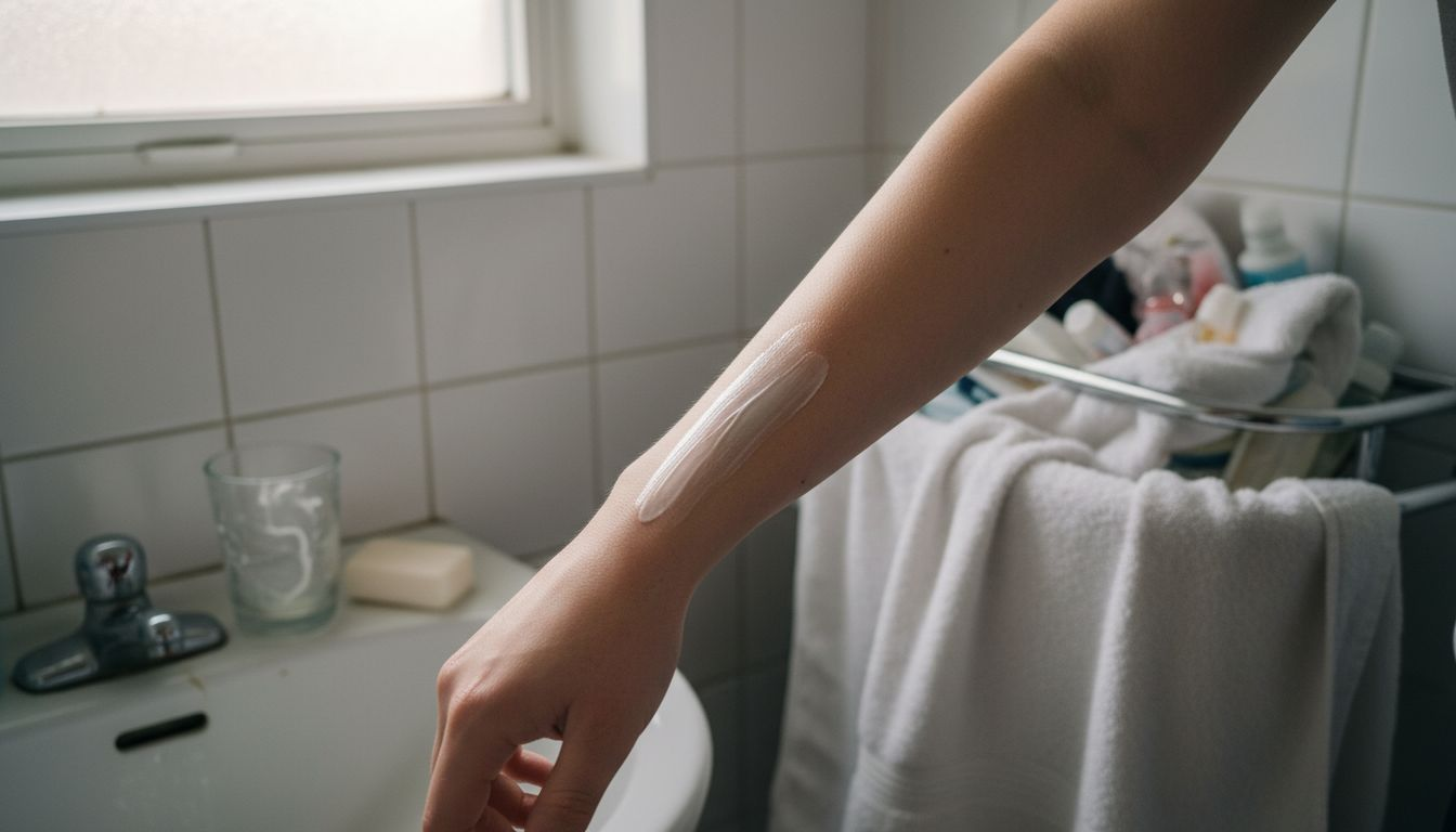 Dettaglio dell’applicazione di una crema anestetica sulla pelle