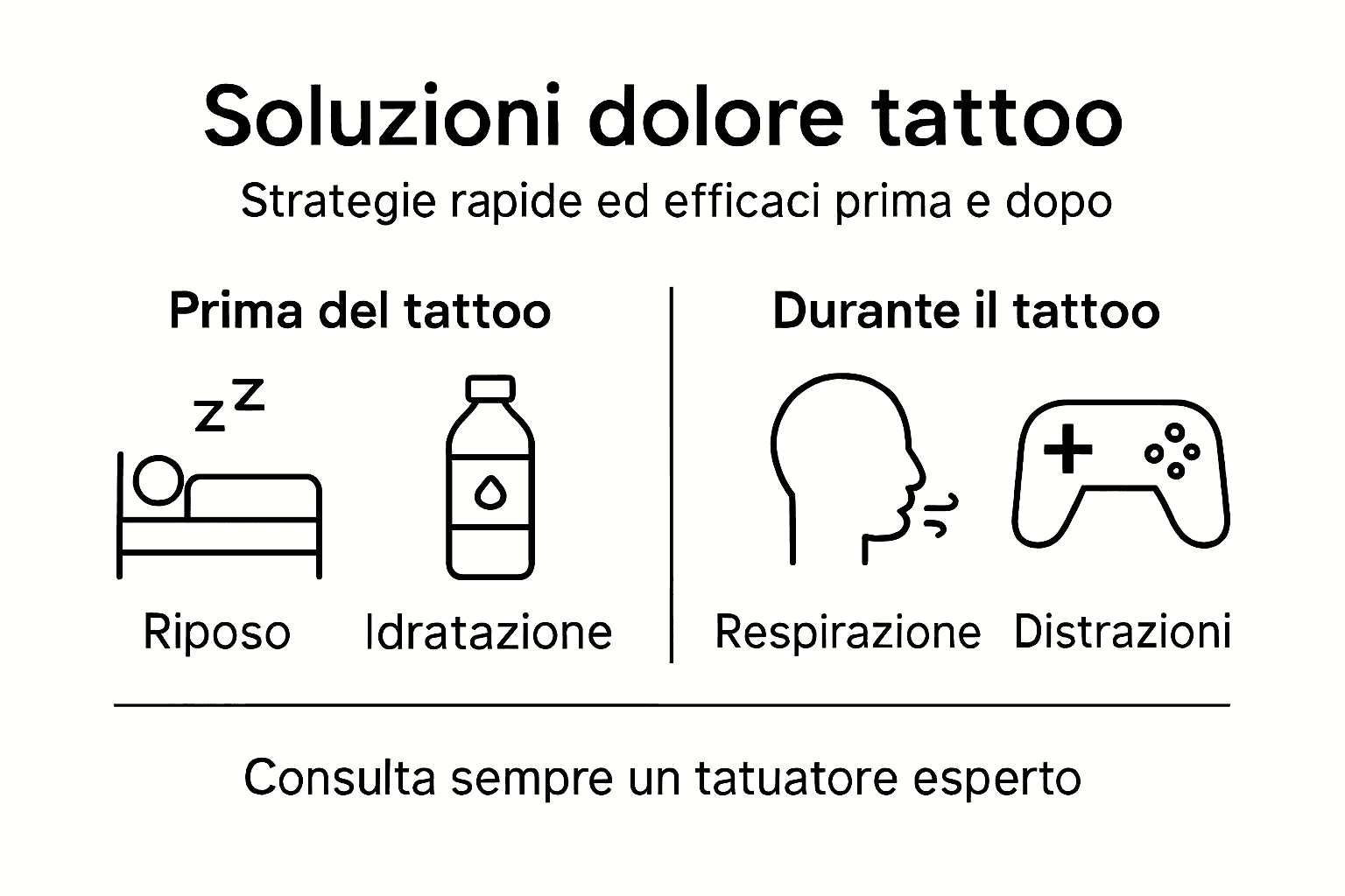 Infografica: consigli pratici per alleviare il dolore durante il tatuaggio