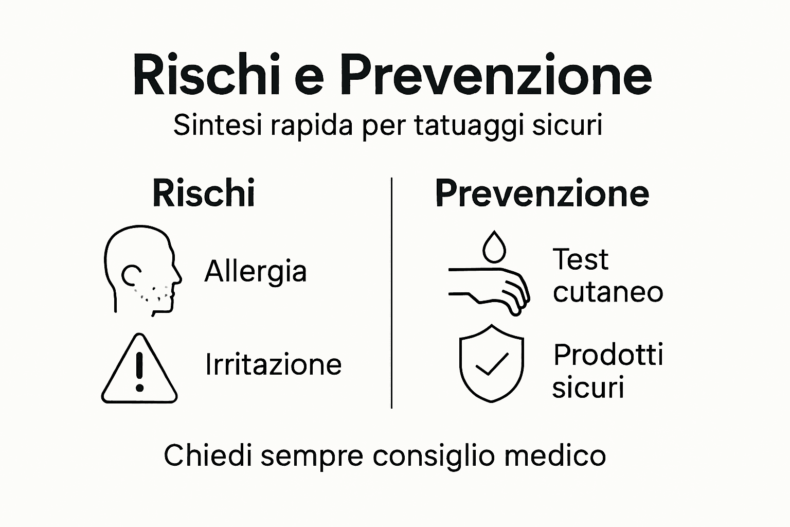 Infografica dedicata ai rischi degli anestetici per tatuaggi e ai consigli per prevenirli