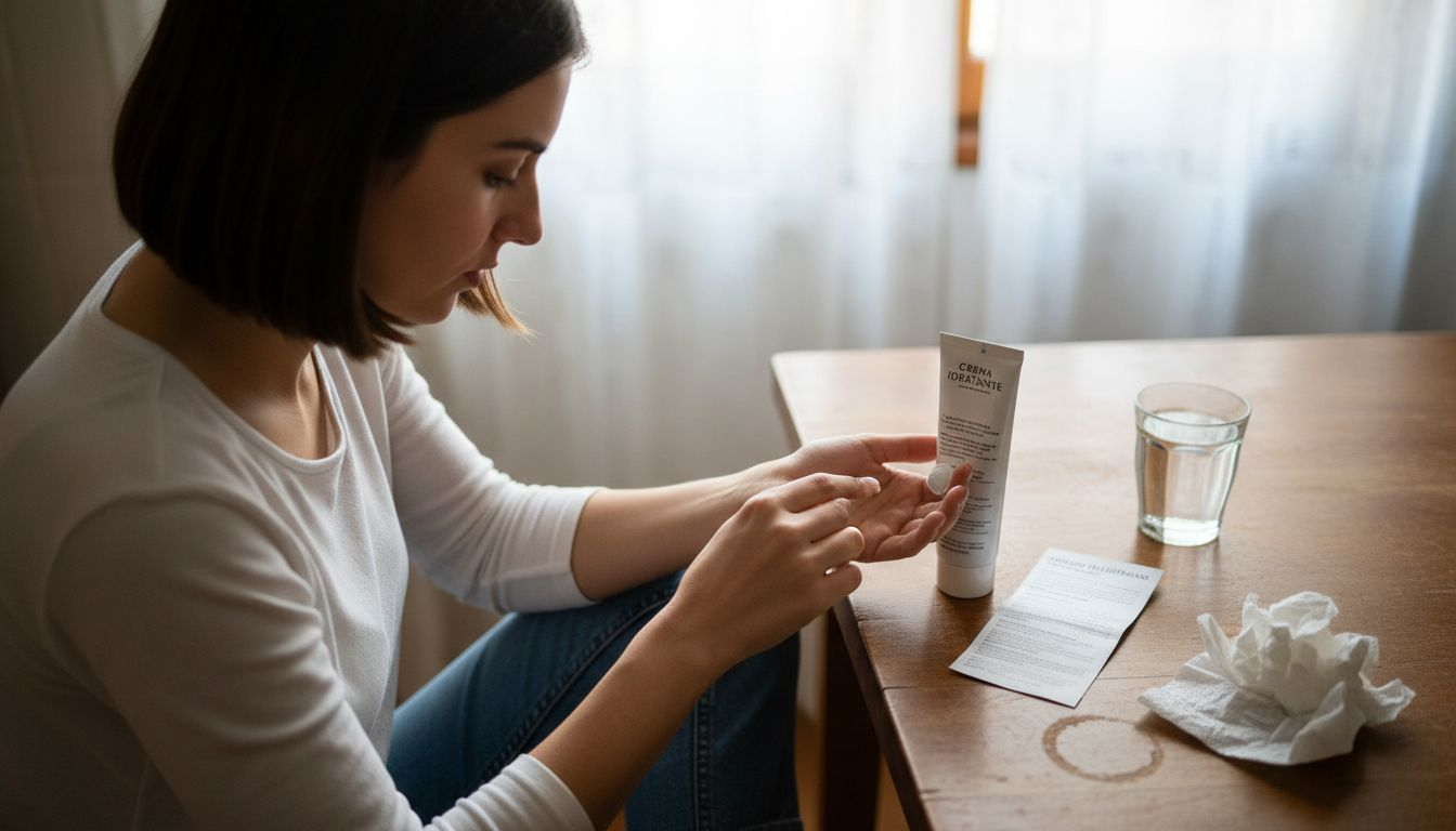 Una donna prova una crema anestetica applicandola sul polso.