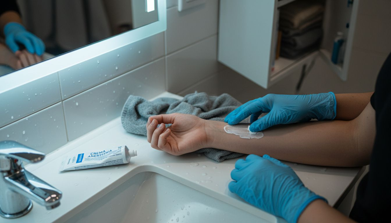 Stendere una crema anestetica sull’avambraccio