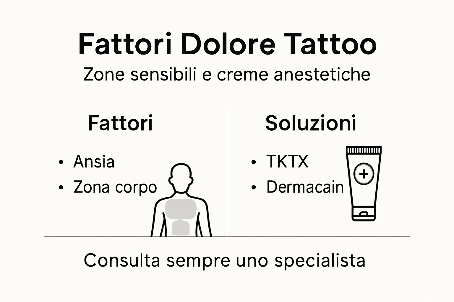 Infografica: le cause del dolore durante il tatuaggio e le migliori creme lenitive