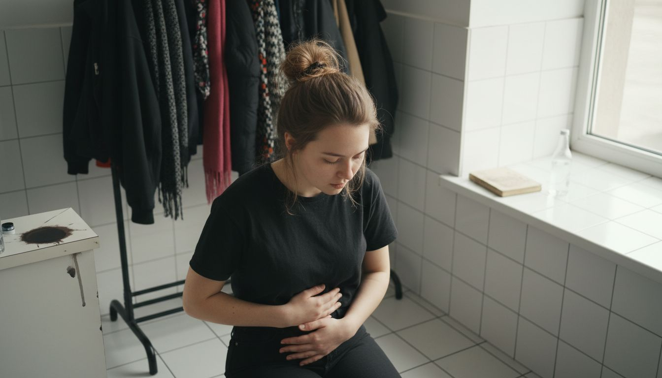 Egy nő mély levegőt vesz, hogy megnyugtassa magát, mielőtt tetováltatni indul.