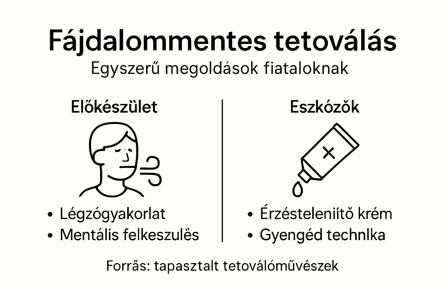 Infografika a fiatalok fájdalommentes tetoválási lehetőségeiről