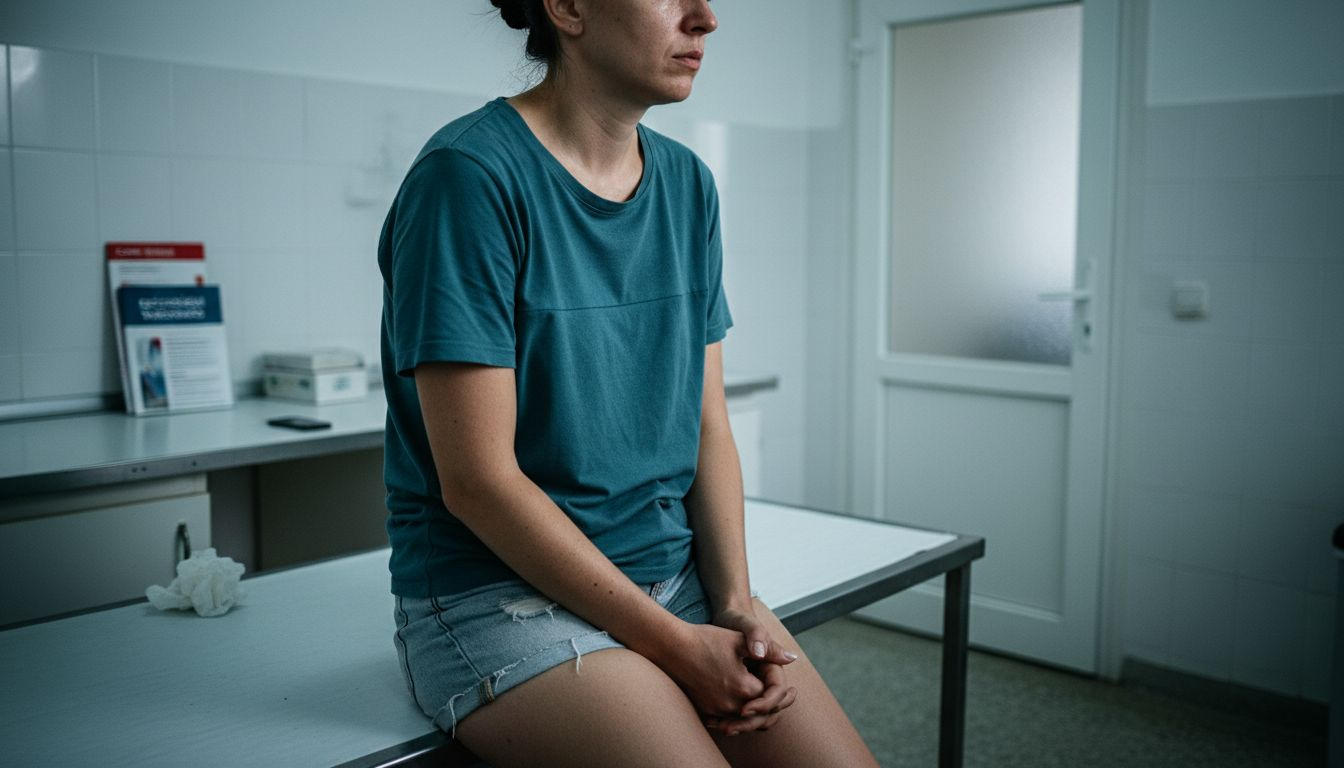 Egy szorongó nő félelmi tünetekkel jelentkezik a rendelőben.