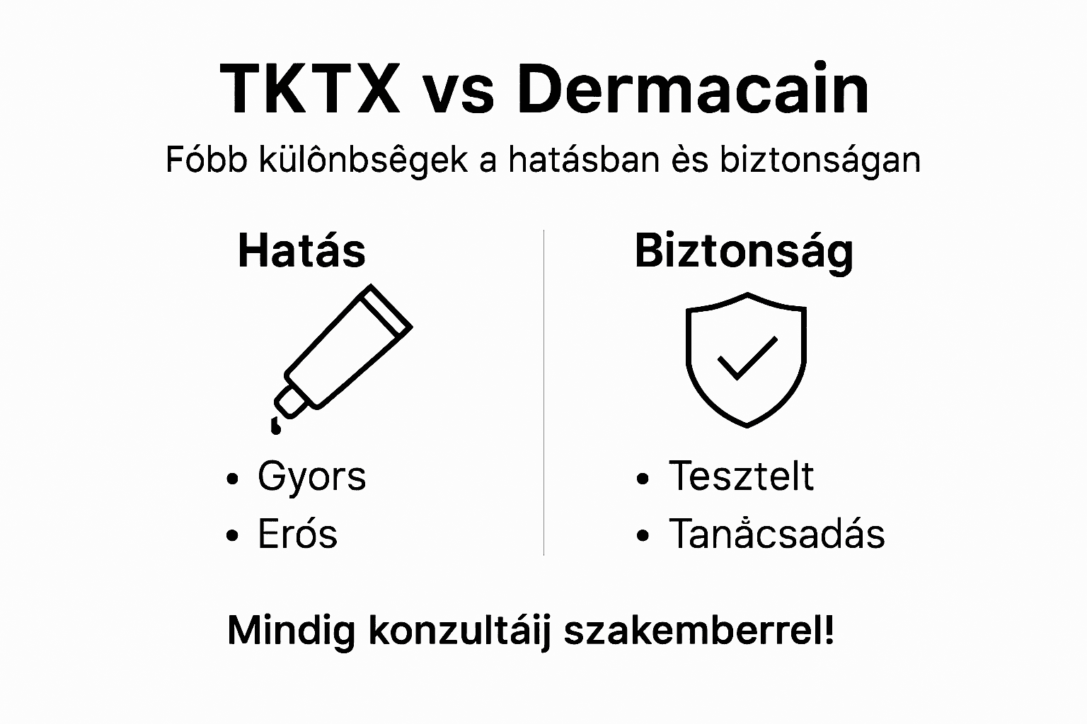 Tetoválás előtti érzéstelenítő krémek összehasonlító infografikája