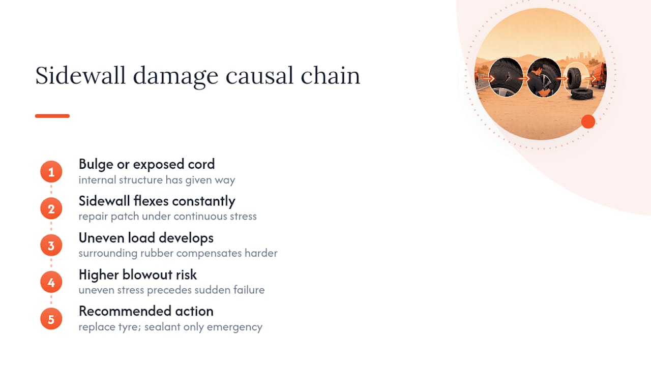 Sidewall damage replacement decision flow