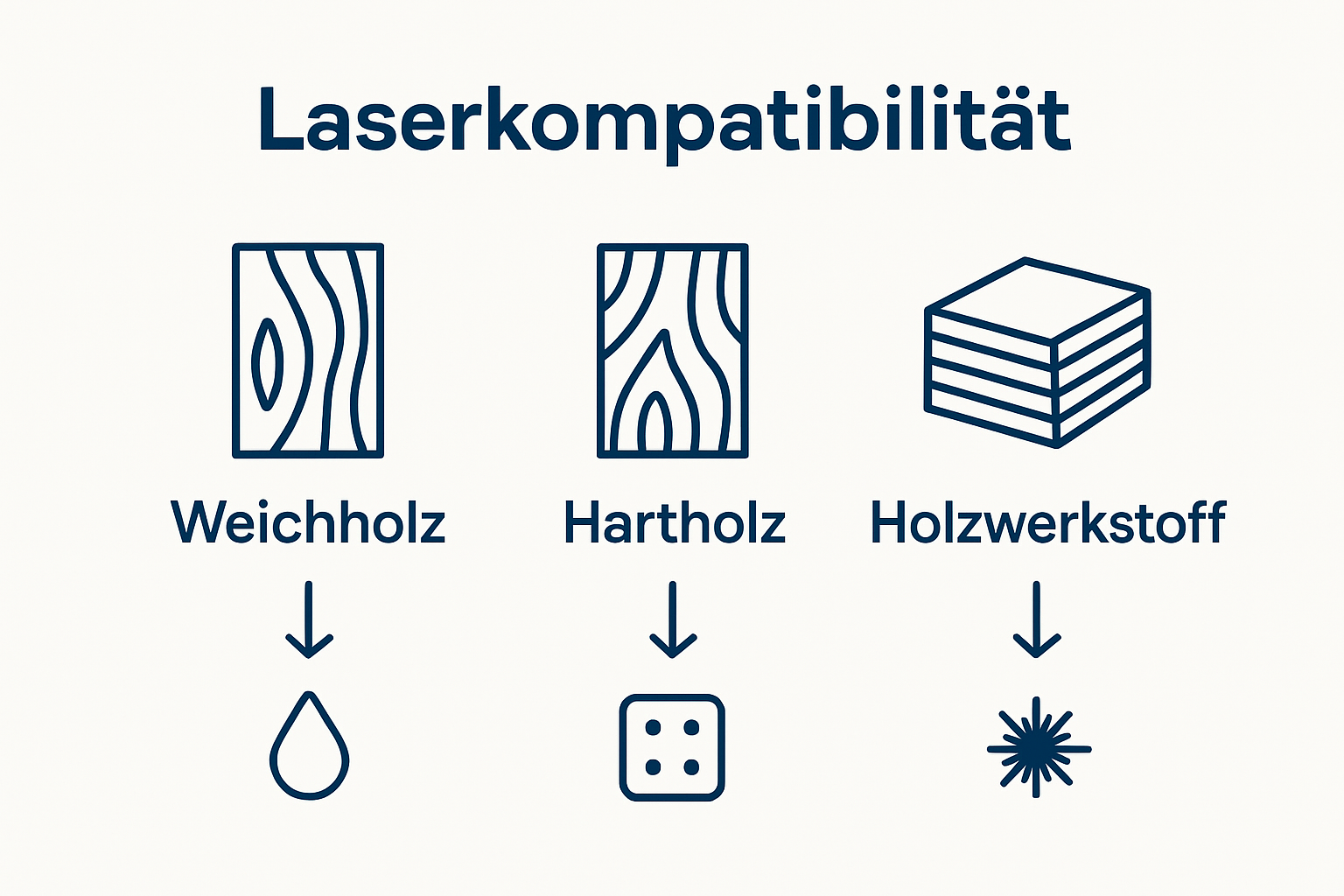 Infografik Vergleich Holzarten und Laserschneidbarkeit