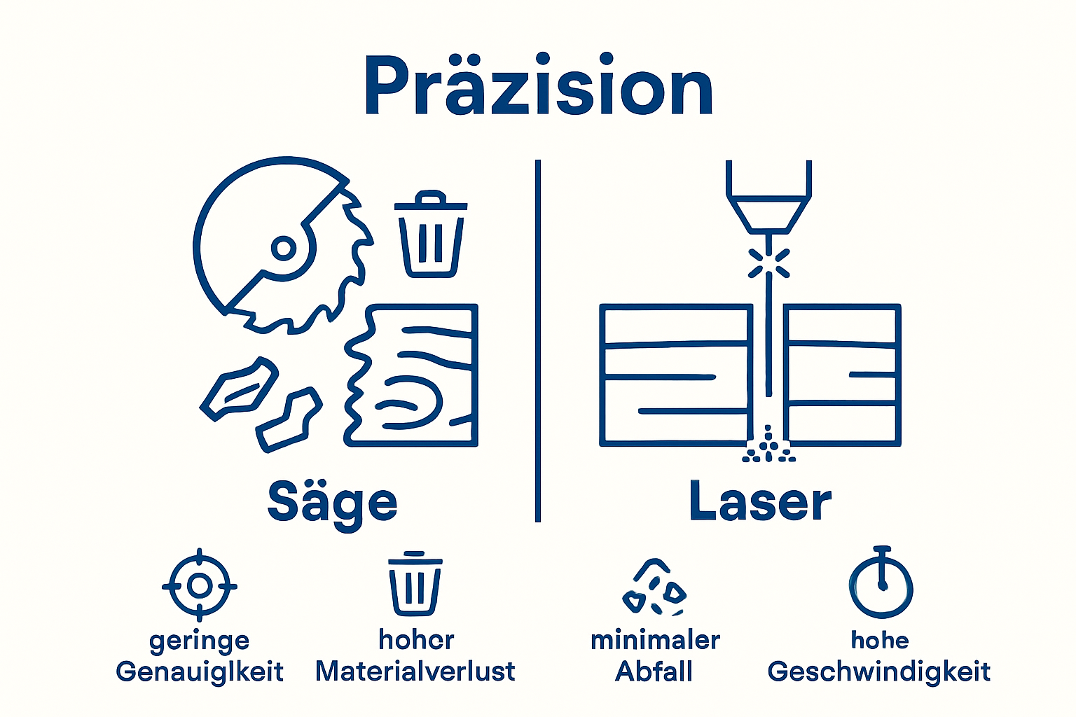Laser technology vs. mechanical wood cutting: precision and efficiency comparison.