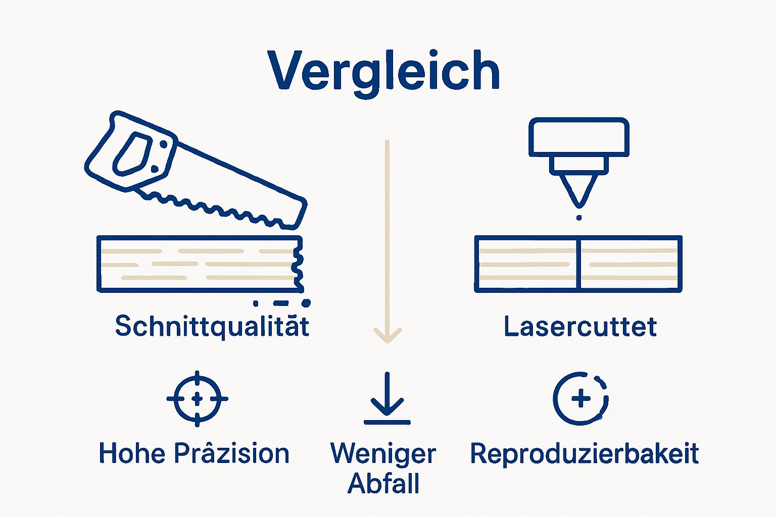 Infographic comparing traditional saw vs laser cutting for multiplex