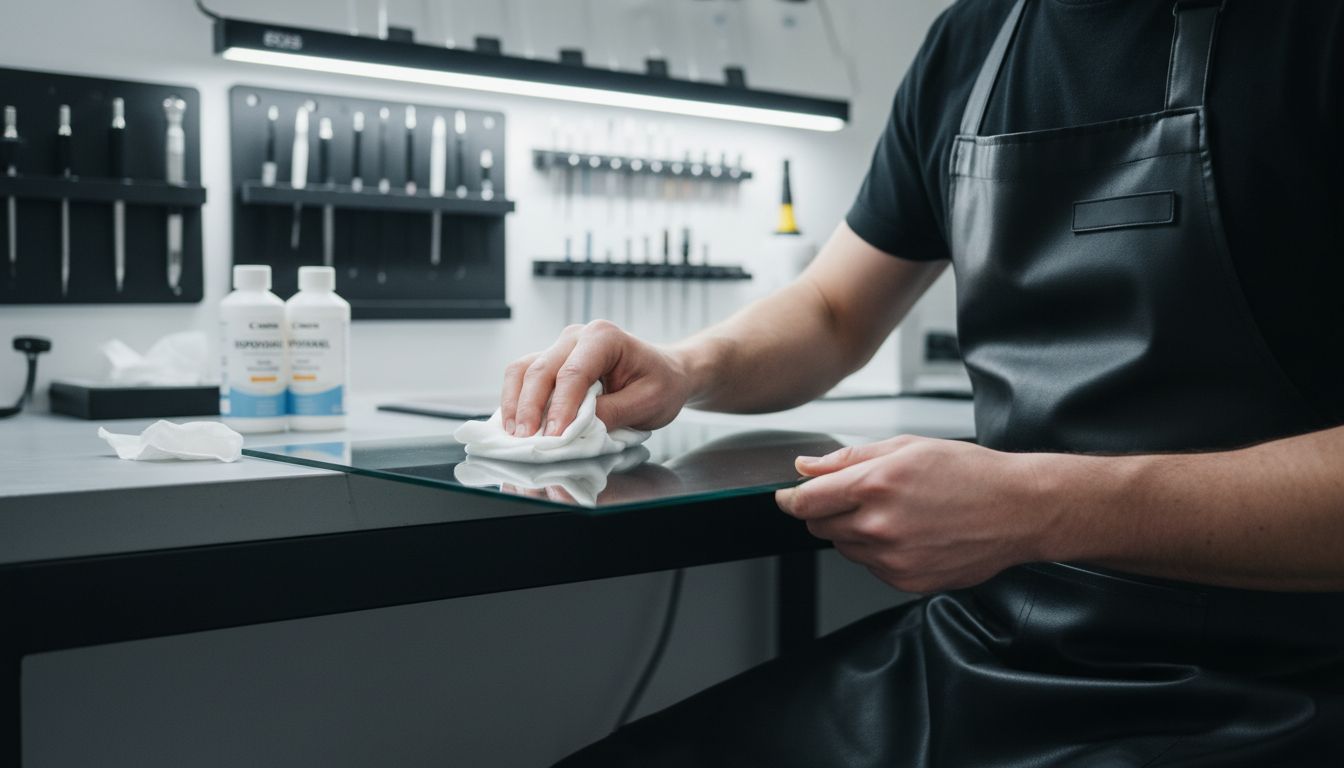 Glas Reinigung Vorbereitung