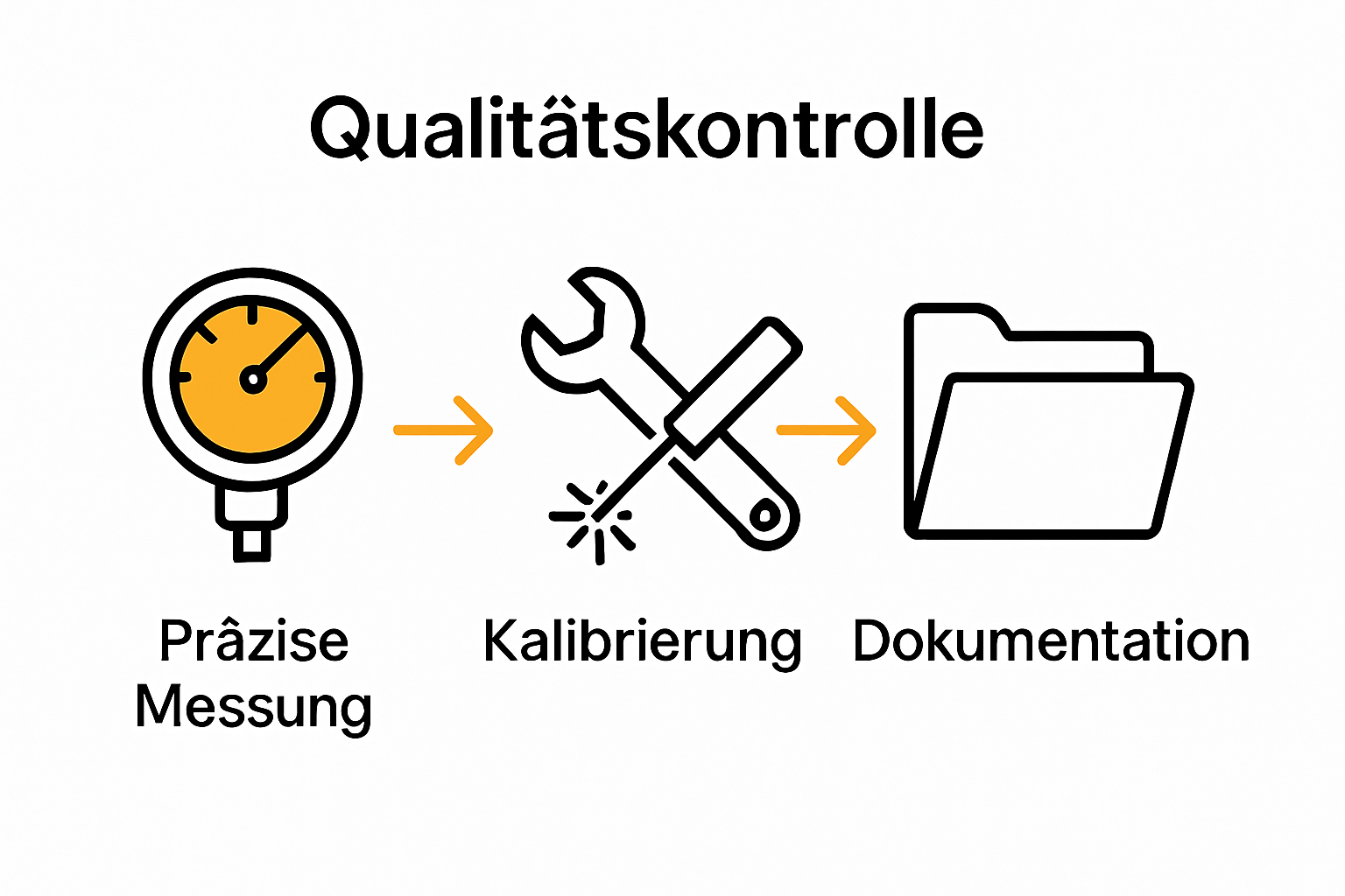 Infografik mit 3 Schritten der Laser-Qualitätssicherung