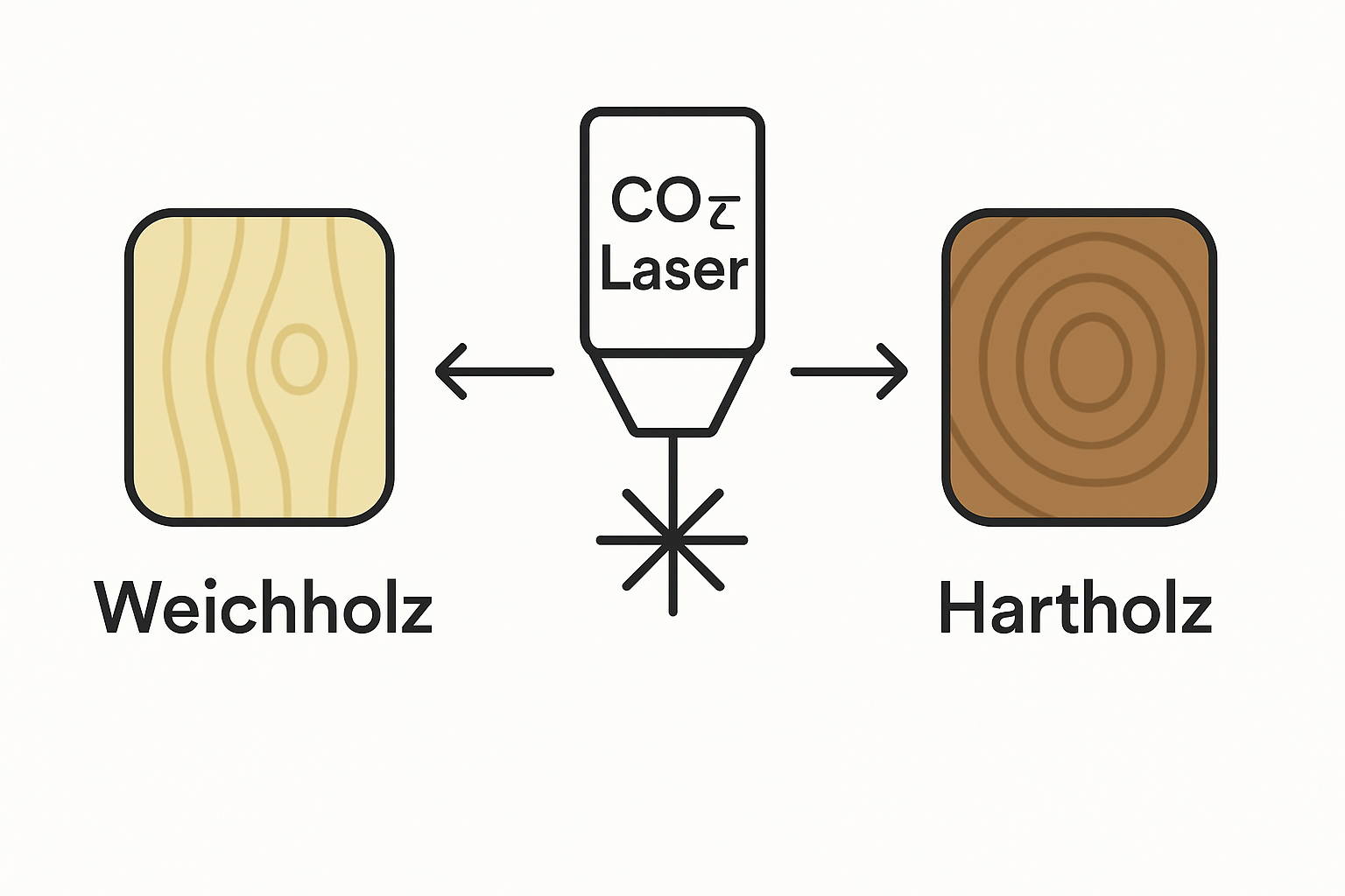 Infografik Holzarten und passende Lasertechniken