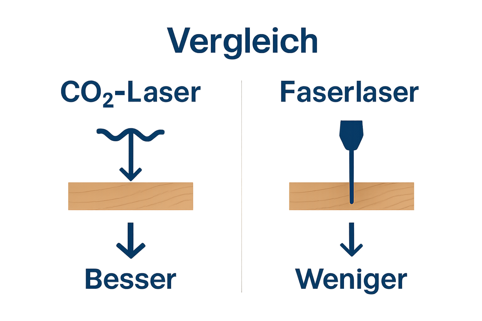 CO₂-Laser vs. Faserlaser comparison infographic
