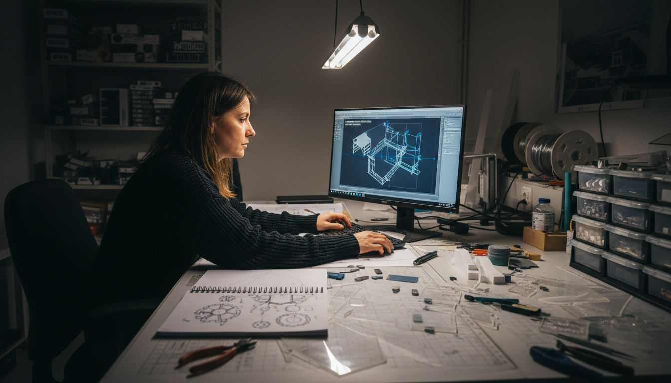 Eine Frau richtet ihren digitalen Arbeitsplatz für Laservorlagen ein.