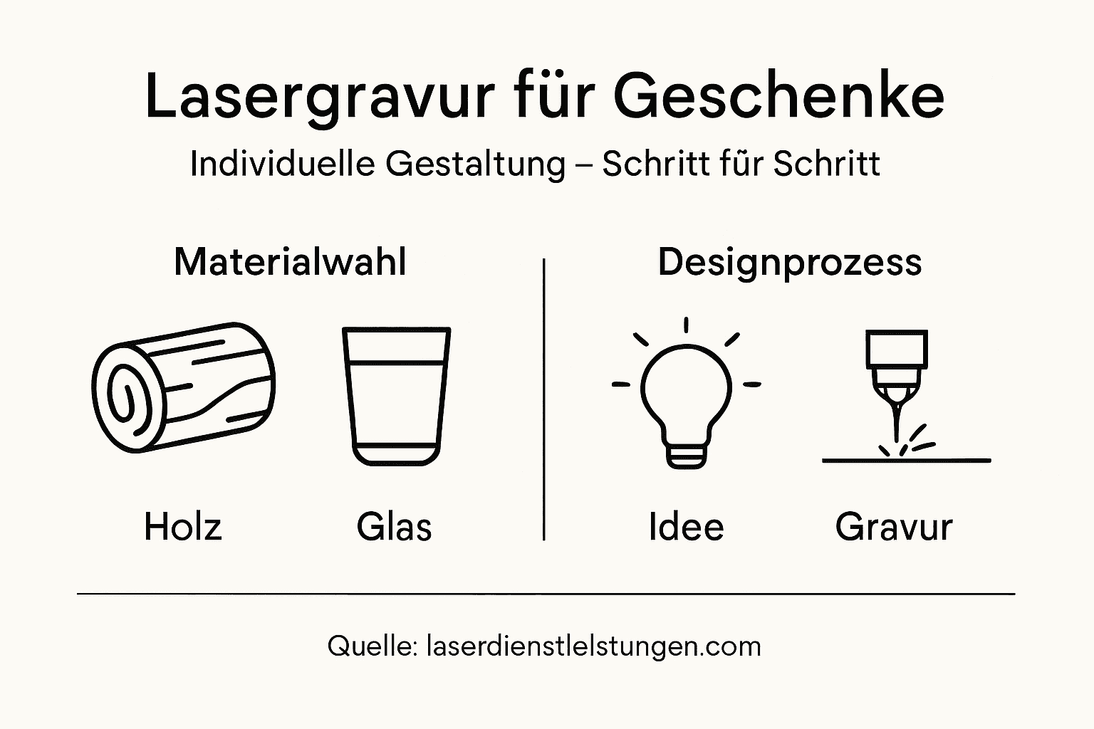 Infografik: So entsteht dein personalisiertes Lasergravur-Geschenk – Schritt für Schritt erklärt