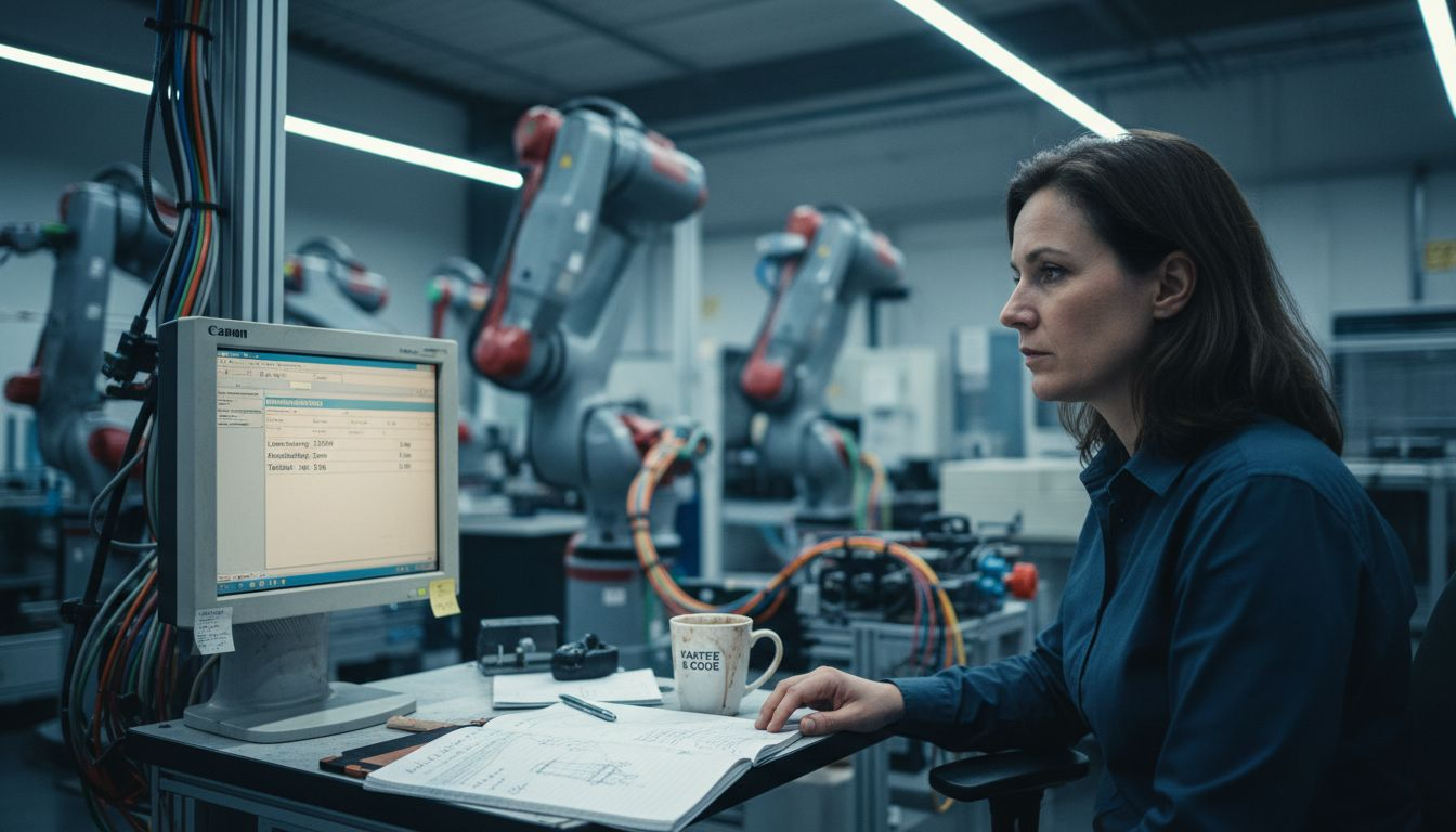 Eine Ingenieurin sorgt für einen reibungslosen Ablauf an der Laserautomatisierungsanlage.