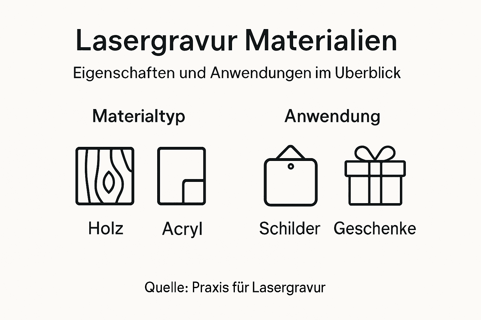 Infografik: so behalten Sie den Überblick über Materialien für die Lasergravur